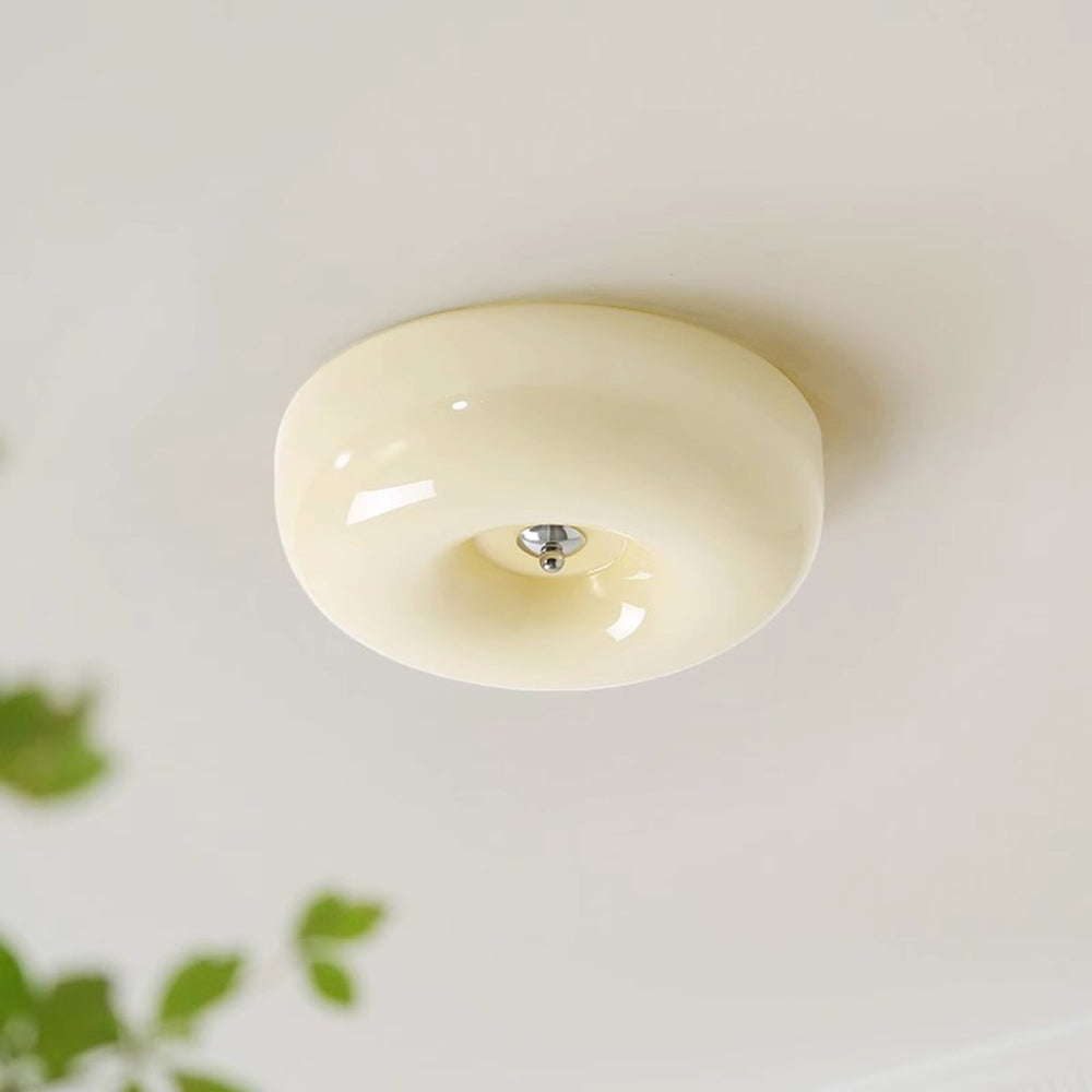 Glass Flush Mount Ceiling Light with Adjustable Color Temperature, Dimmable LED Fixture for Bedroom, Hallway, or Small Rooms | Lonoma
