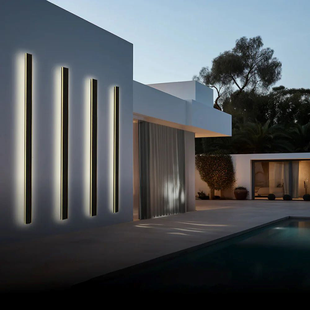 Applique murale LED extérieure verticale noire aluminium IP65 30–200 cm façade jardin allée éclairage moderne | Koossa