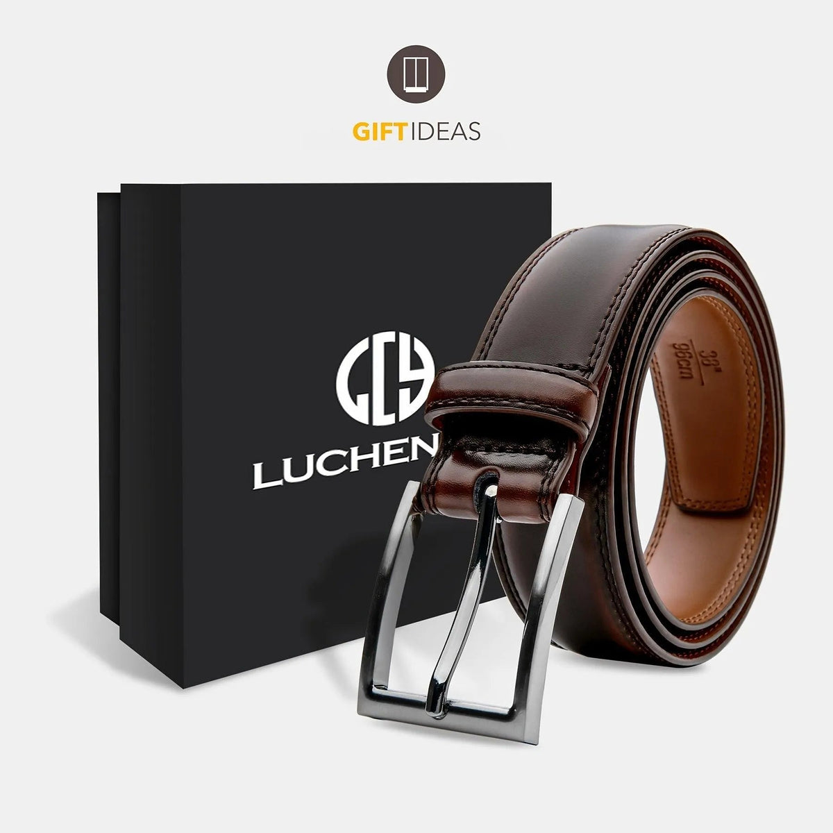 Genuine Leather Belt for Men & Women, Classic Pin Buckle Dress Belt, Black Brown Tan Navy, Business & Casual Jeans Belt | Lonoma