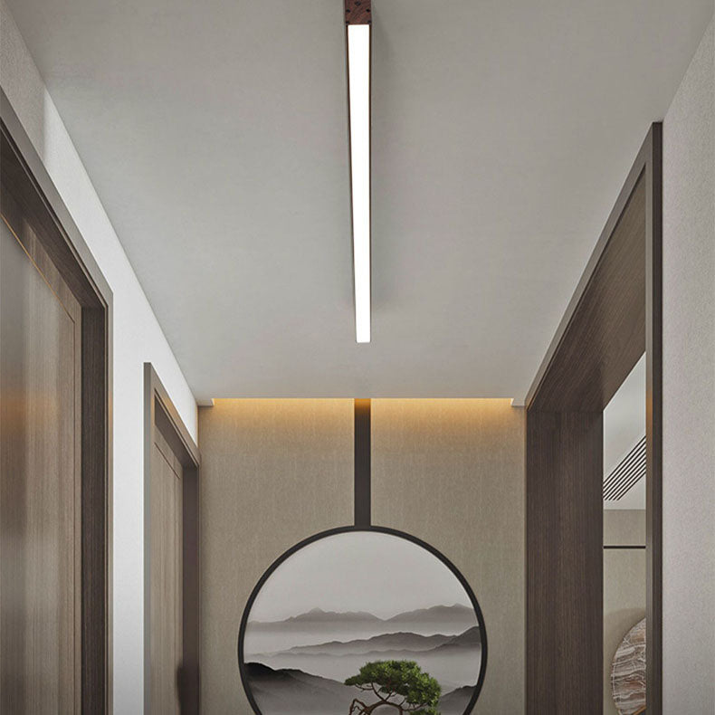 Plafonnier LED linéaire en bois 60-120 cm aluminium blanc chaud neutre froid avec diffuseur acrylique moderne | Koossa