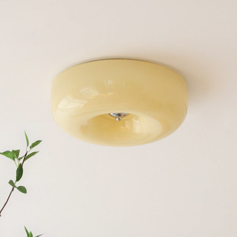 Glass Flush Mount Ceiling Light with Adjustable Color Temperature, Dimmable LED Fixture for Bedroom, Hallway, or Small Rooms | Lonoma
