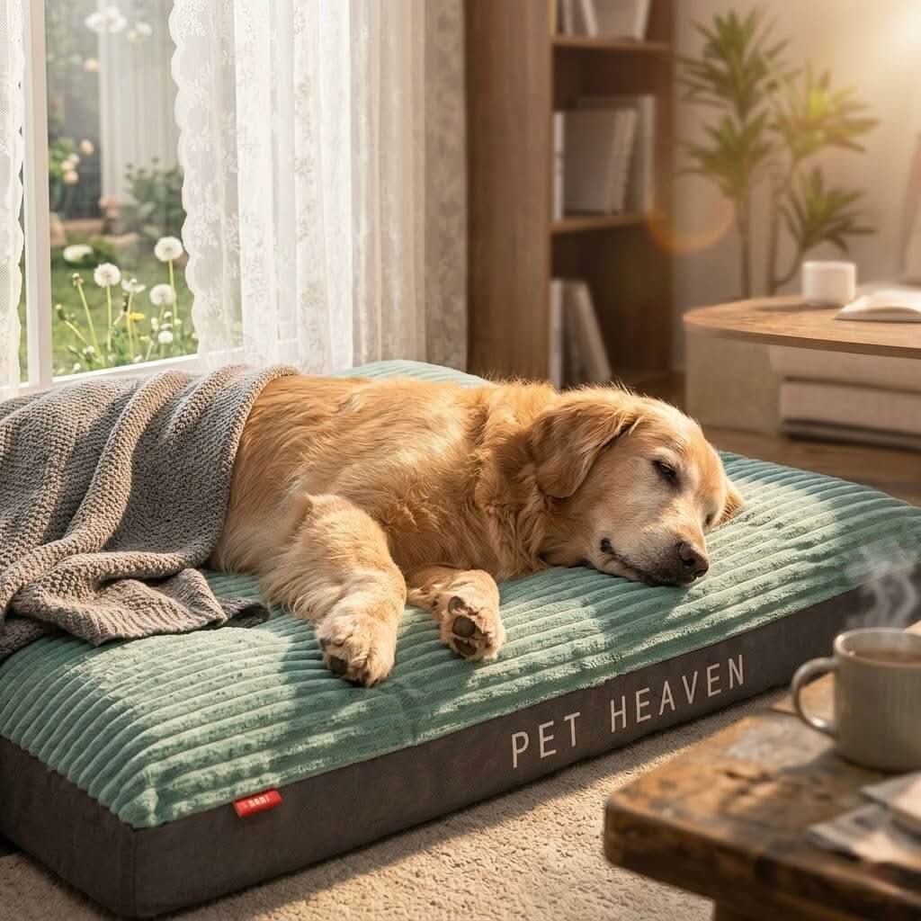 Dog Bed Orthopedic Memory Foam Flakes Washable Cover Anti-Slip Joint Support Senior Pets | Koossa