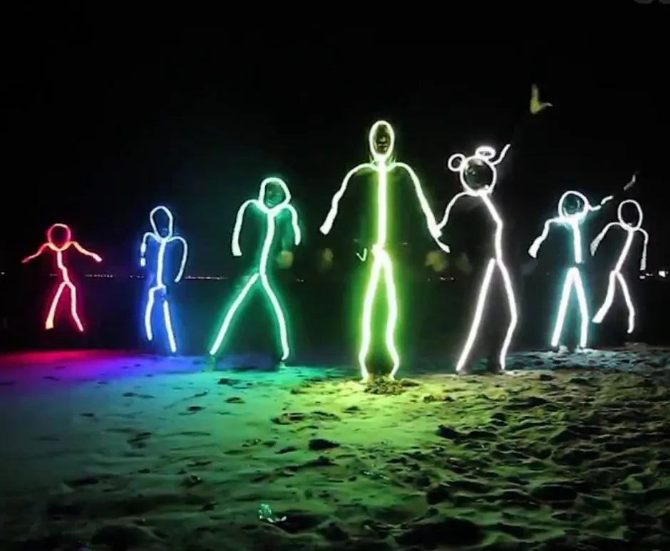 Light-Up Stick Figure Costume for Adults, USB Rechargeable LED Glow Suit for Halloween, Festivals, Raves, Parties & Stage Shows | Lonoma