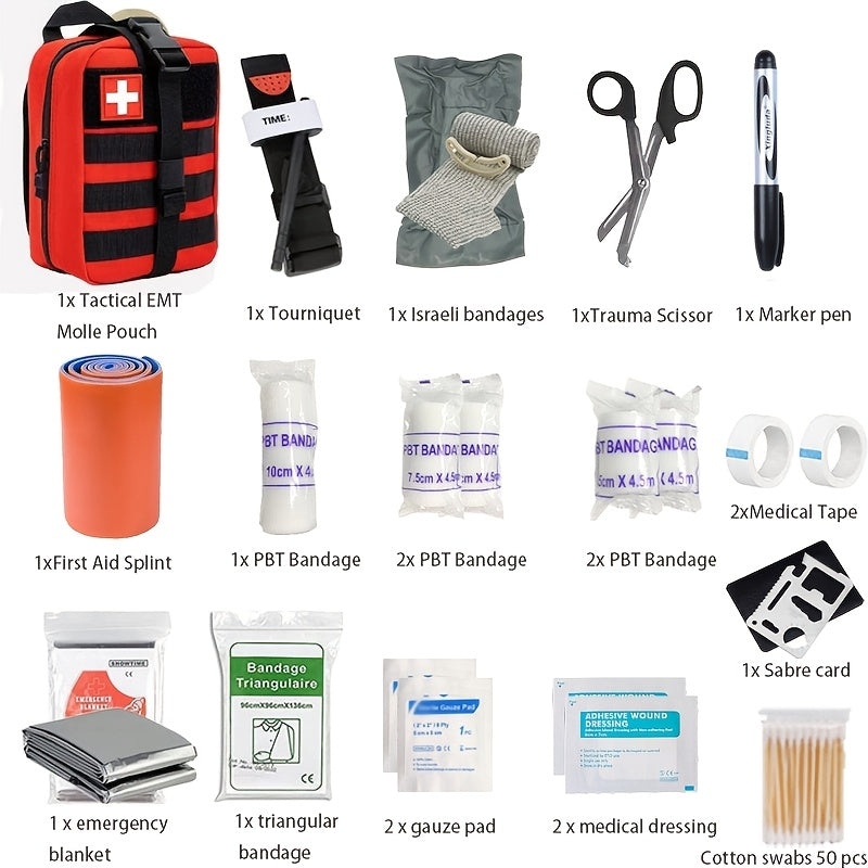 Emergency First Aid Kit with Tourniquet, Compact Trauma Bag for Camping, Hiking, Hunting, Survival & Car Emergency Supplies | Lonoma
