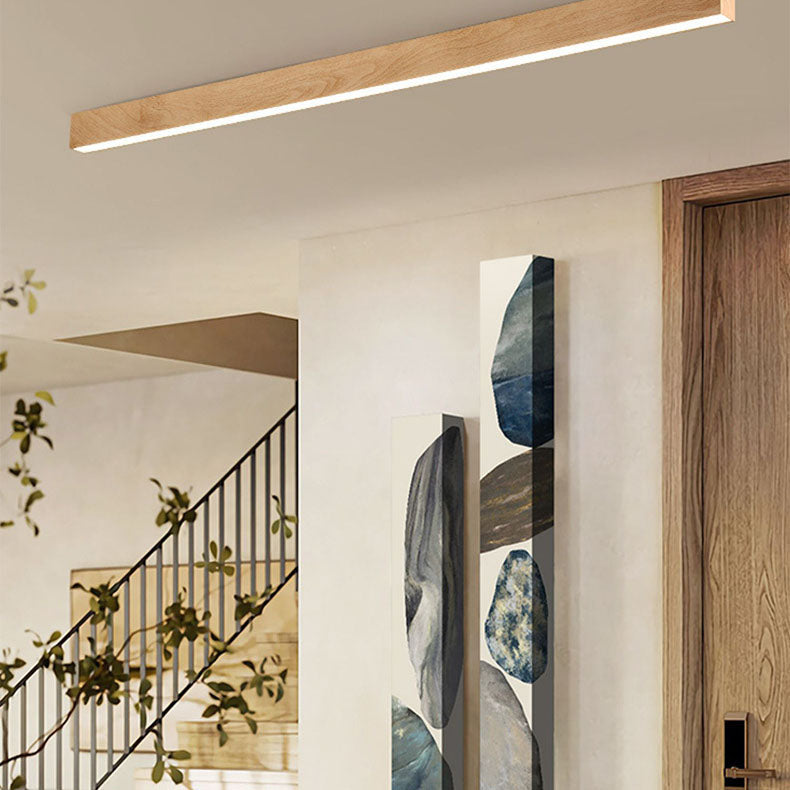 Plafonnier LED linéaire en bois 60-120 cm aluminium blanc chaud neutre froid avec diffuseur acrylique moderne | Koossa