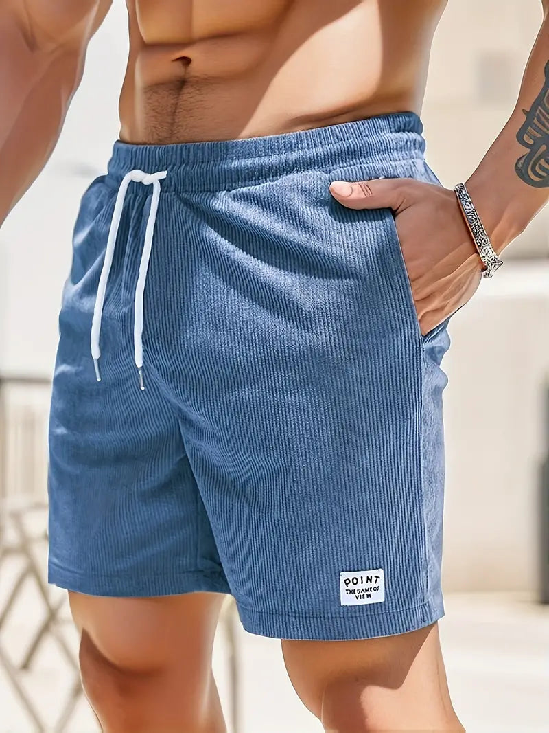 Men's Brown Corduroy Summer Shorts — Elasticated Waist Casual Shorts for Weekend & Holiday Wear | Koossa