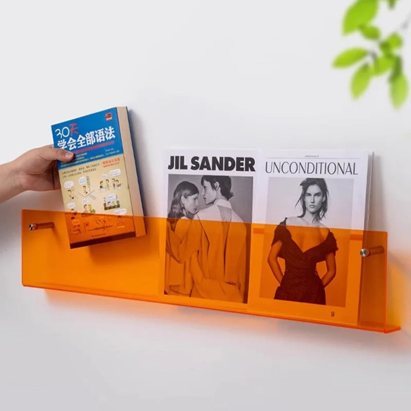 Floating Wall Shelf Magazine Rack, PVC Wall Mounted Book Display in Assorted Colors for Living Room, Office, Nursery & Kids Room | Lonoma