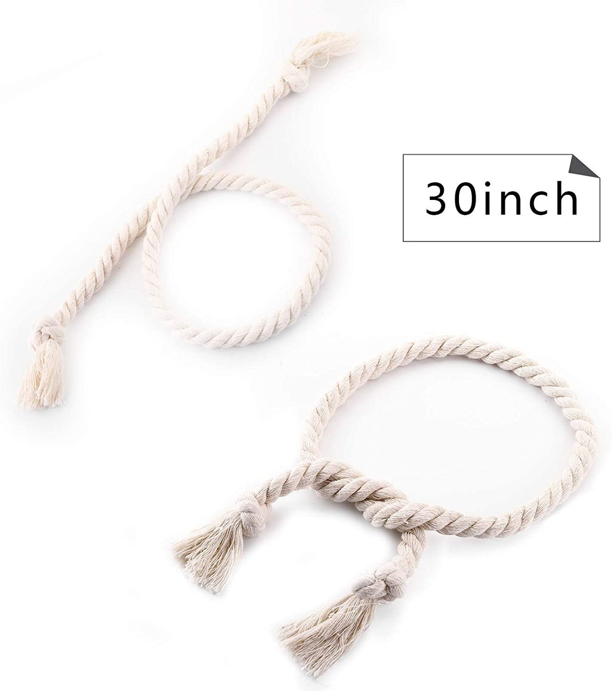 Handwoven Cotton Curtain Tiebacks with Wood Dowel – Boho Macrame Holdbacks for Living Room, Bedroom, Nursery | Natural Woven Drape Holders | Lonoma