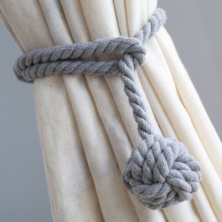 Macramé Curtain Tie Backs with Wooden Stick - Handwoven Cotton Rope Curtain Holders for Boho, Farmhouse & Natural Home Decor | Lonoma