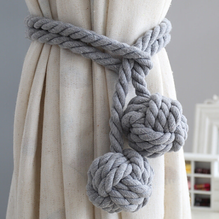 Macramé Curtain Tie Backs with Wooden Stick - Handwoven Cotton Rope Curtain Holders for Boho, Farmhouse & Natural Home Decor | Lonoma