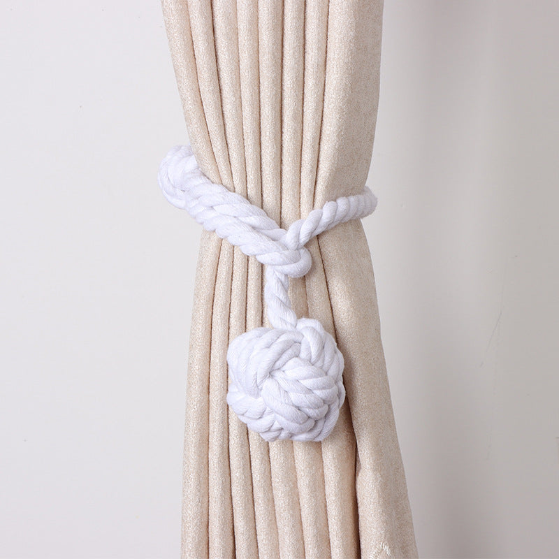Handwoven Cotton Curtain Tiebacks with Wood Dowel – Boho Macrame Holdbacks for Living Room, Bedroom, Nursery | Natural Woven Drape Holders | Lonoma