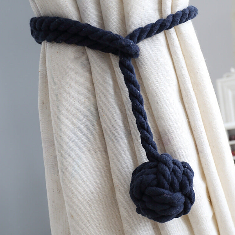 Handwoven Cotton Curtain Tiebacks with Wood Dowel – Boho Macrame Holdbacks for Living Room, Bedroom, Nursery | Natural Woven Drape Holders | Lonoma