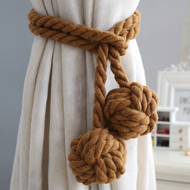 Macramé Curtain Tie Backs with Wooden Stick - Handwoven Cotton Rope Curtain Holders for Boho, Farmhouse & Natural Home Decor | Lonoma