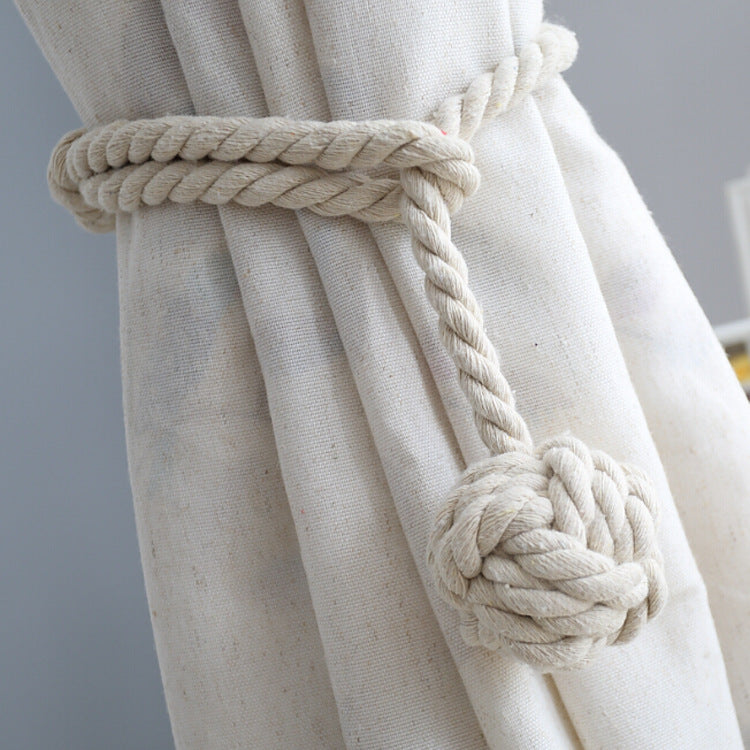 Handwoven Cotton Curtain Tiebacks with Wood Dowel – Boho Macrame Holdbacks for Living Room, Bedroom, Nursery | Natural Woven Drape Holders | Lonoma