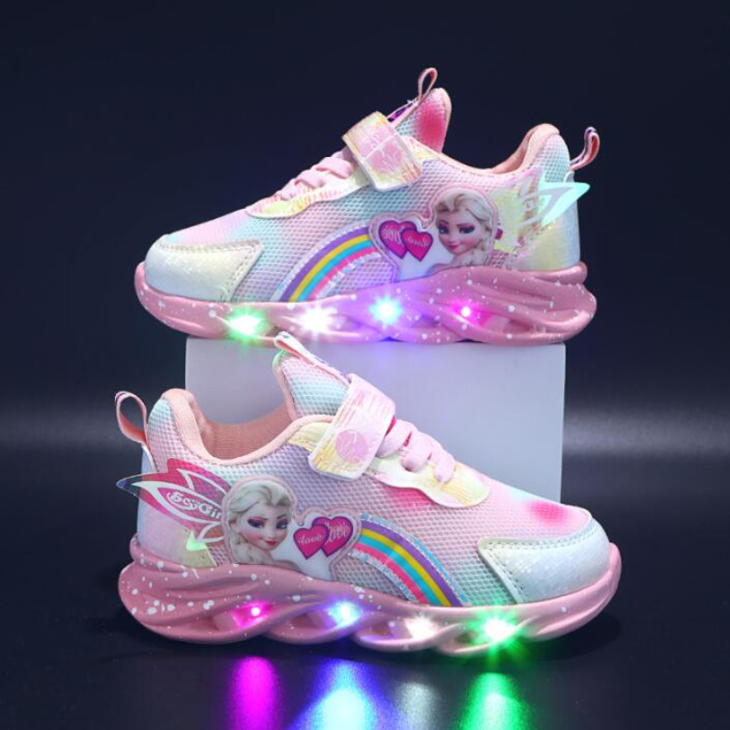 Girls' Light-Up LED Trainers in Pink and Purple — Sparkle Princess Sneakers for Active Children | Koossa
