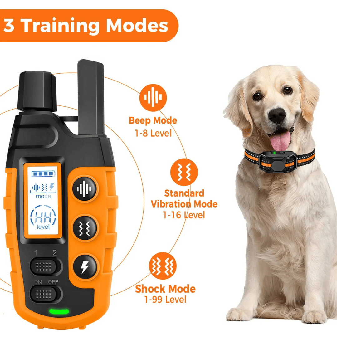 Dog Training Collar 1000m Remote Rechargeable Waterproof Sound Vibration Static Small Medium Large E-Collar Recall Off-Lead Control | Koossa