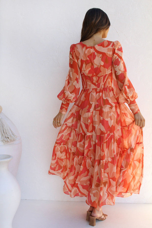Women's Floral Midi Dress with V-Neckline — Elegant Dress for Garden Parties & Weekend Occasions | Koossa
