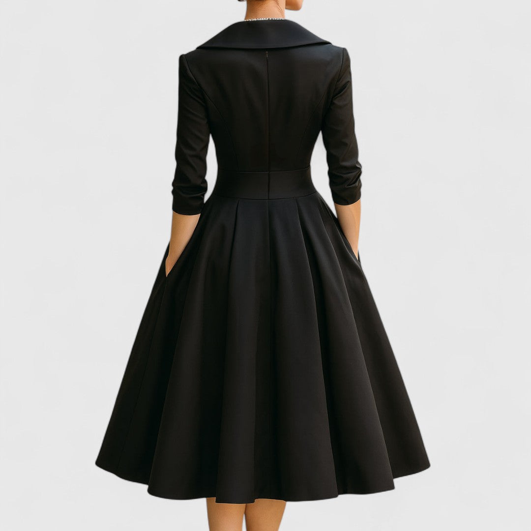 Women's Flowing Midi Dress with Structured Shape | Effortless Elegance for Day to Evening | Graceful Silhouette Dress | Koossa