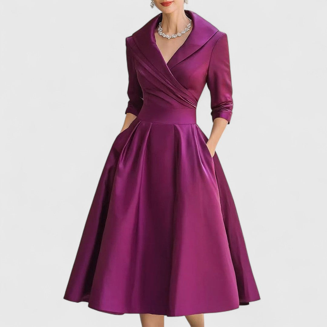 Women's Flowing Midi Dress with Structured Shape | Effortless Elegance for Day to Evening | Graceful Silhouette Dress | Koossa