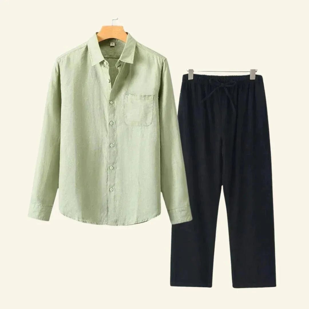 Men's Short-Sleeved Shirt and Trousers Separates Set — Classic Coordinates for Smart Casual Occasions | Koossa