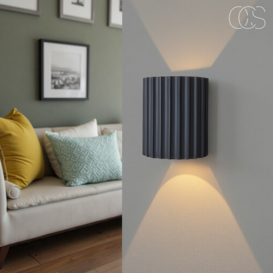 Applique murale LED minimaliste double flux lumineux haut bas résine texturée blanc gris vert orange moderne | Koossa