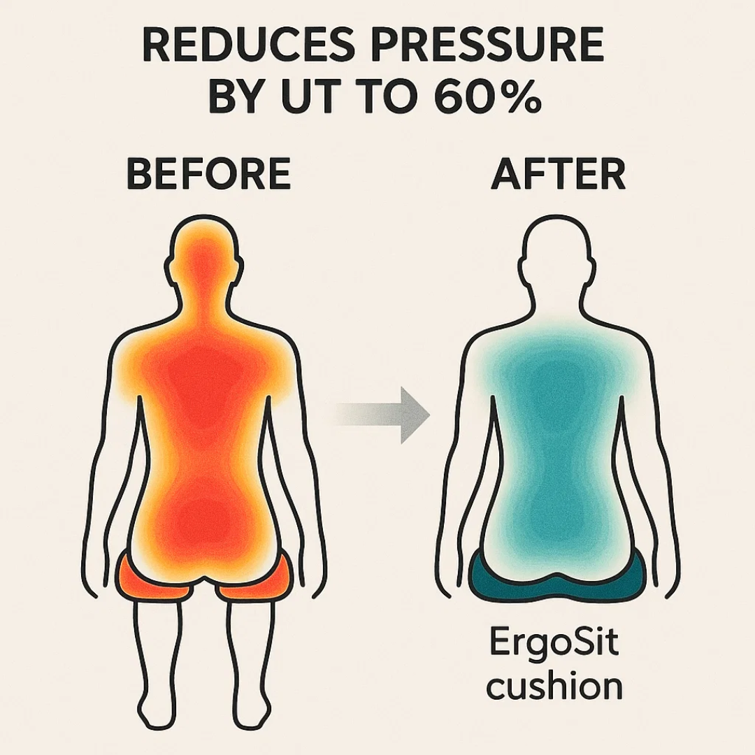 Coussin d'Assise Ergonomique en Mousse à Mémoire de Forme Respirant Antidérapant Housse Lavable Confort Bureau | Koossa