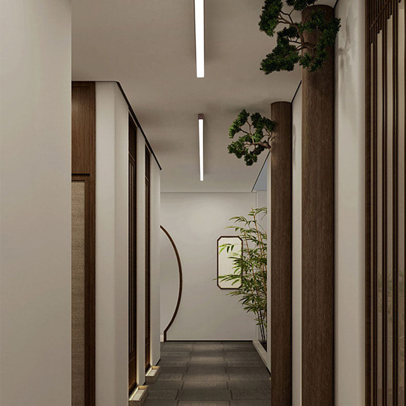 Plafonnier LED linéaire en bois 60-120 cm aluminium blanc chaud neutre froid avec diffuseur acrylique moderne | Koossa