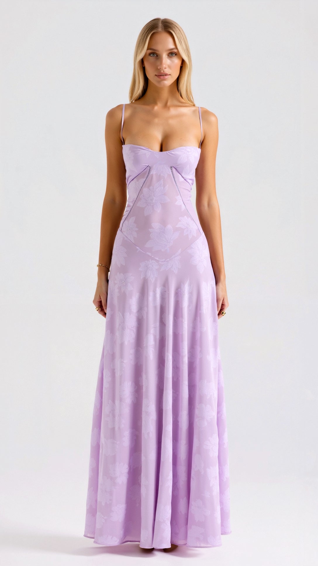 Women's Floor-Length Slip Dress in Satin-Finish Fabric for Summer Weddings and Elegant Evening Celebrations | Koossa
