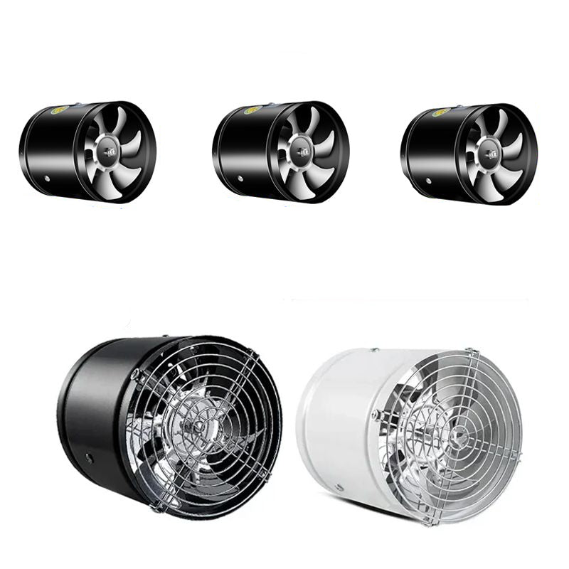 Inline Duct Exhaust Fan, 4-8 Inch Copper Motor Ventilation Booster, Black or White, for Kitchen, Bathroom & Workshop Airflow | Lonoma