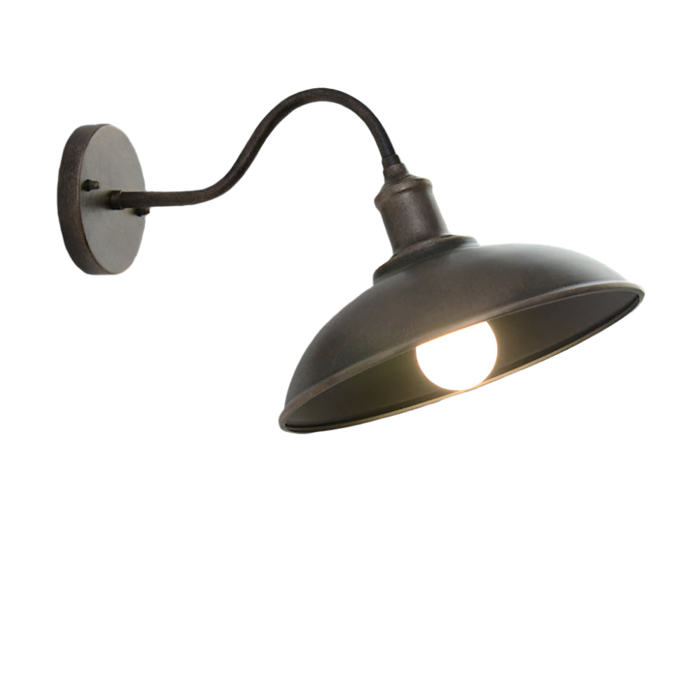 Applique murale extérieure industrielle en fer noir 37 cm avec LED pour éclairage façade jardin terrasse moderne | Koossa