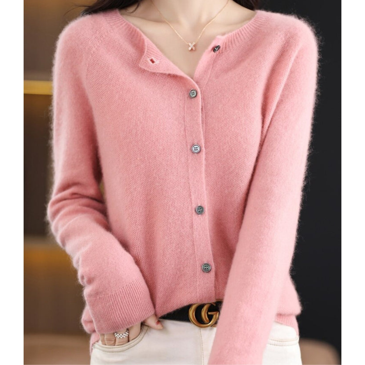 Women's Round Neck Cardigan — Classic Button-Front Knitwear for Layering & Everyday Elegance | Koossa