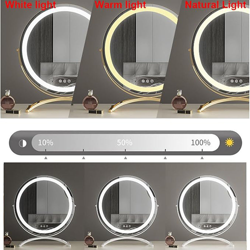 Miroir lumineux LED 40 cm rechargeable 3 modes pivotant 360° dimable beauté maquillage tactile mémoire | Koossa