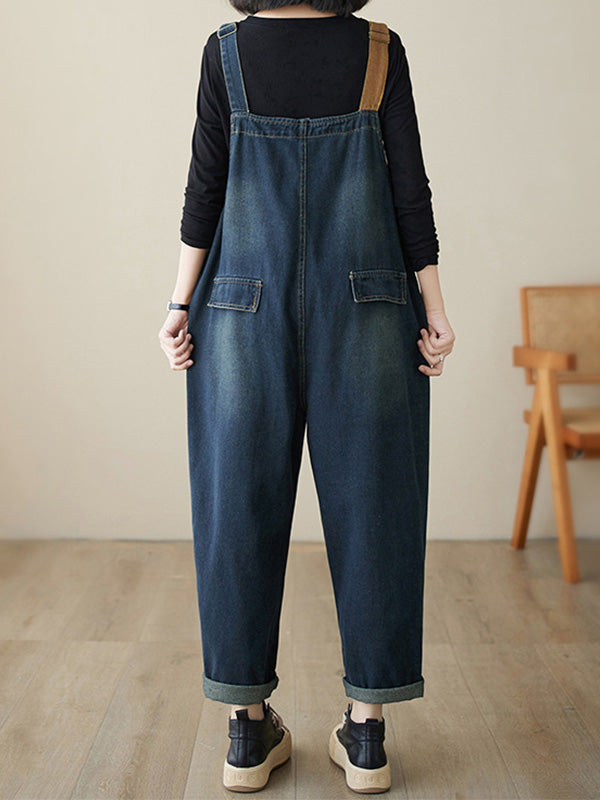 Women's Relaxed Denim Jumpsuit with Adjustable Straps — Casual All-in-One Outfit for Everyday Wear & Weekend Style | Koossa