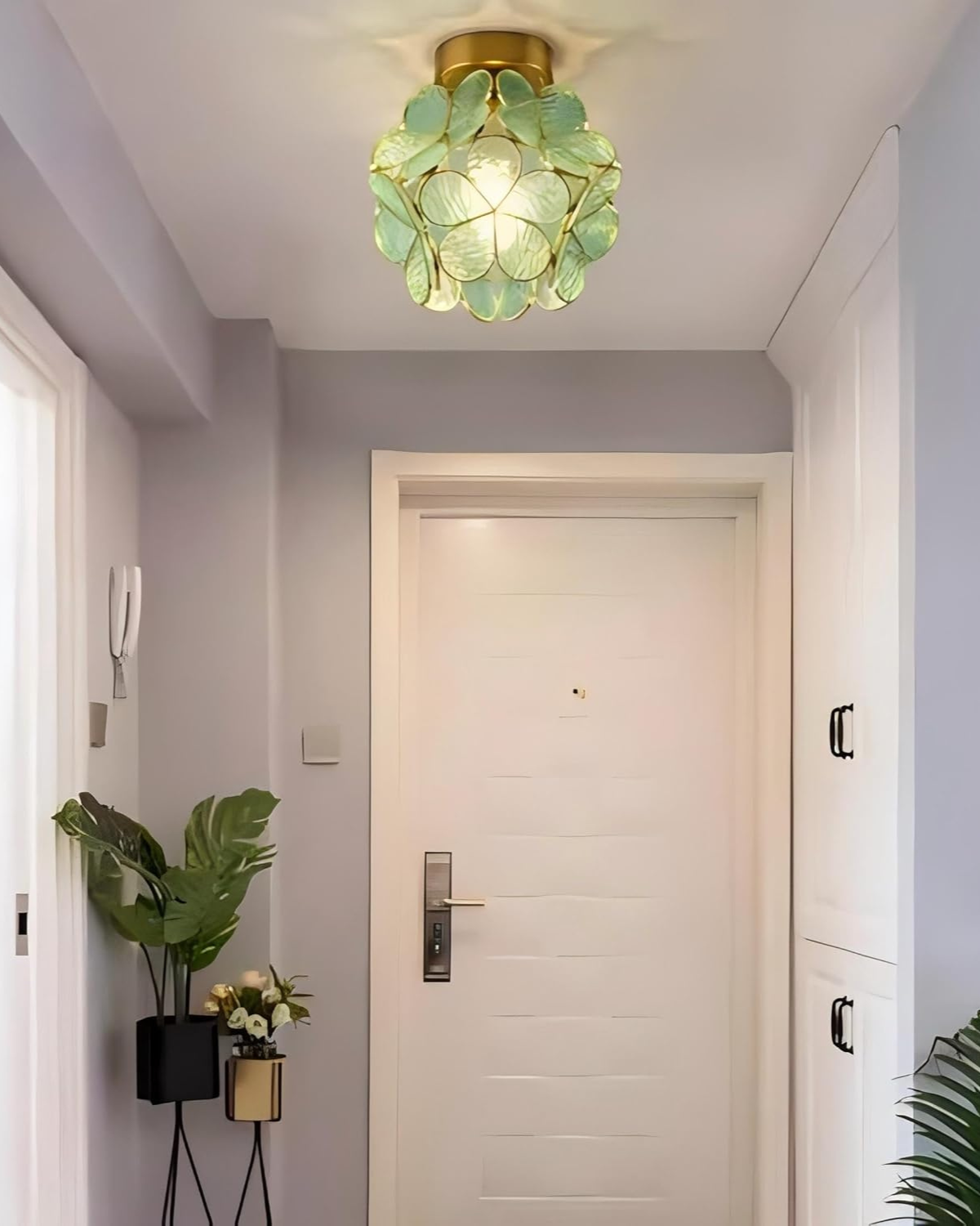 Flower Ceiling Light Flush Mount 8-Inch Gold & Acrylic LED Fixture for Bedroom Hallway Living Room Entry Modern Floral Design | Lonoma
