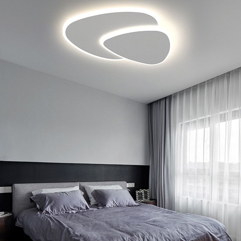 Modern Geometric Flush Mount LED Ceiling Light White Oval Double Layer for Bedroom Living Room Hallway | Lonoma