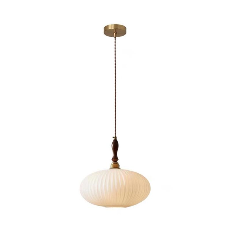 Suspension Cloche Verre Blanc Laiteux et Bois de Noyer 25 cm Éclairage Doux Salle à Manger Cuisine Salon | Koossa