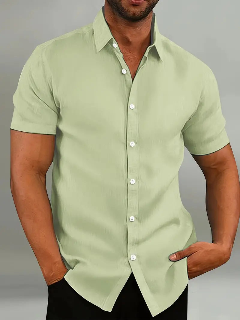 Men's Short-Sleeved Cotton Shirt in Eight Classic Colours – Perfect for Relaxed Warm-Weather Dressing, Garden Parties, and Coastal Escapes | Koossa