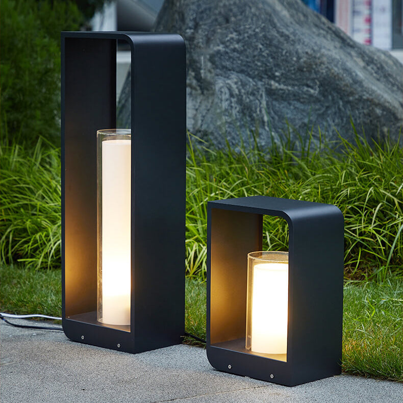 Modern Square LED Outdoor Light, Black Aluminum Garden Lamp, Warm White, Hardwired or Solar for Patio, Fence, Driveway & Yard | Lonoma