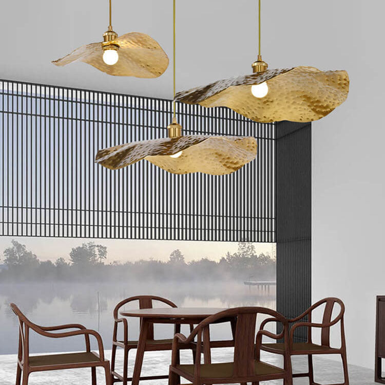 Gold Bronze Metal Pendant Light with Adjustable Cord, E26 Socket Hanging Ceiling Fixture for Dining Room, Kitchen Island, Bar & Café | Lonoma