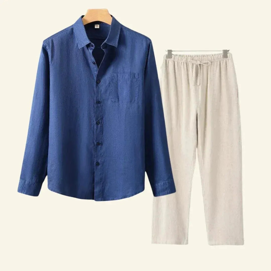 Men's Short-Sleeved Shirt and Trousers Separates Set — Classic Coordinates for Smart Casual Occasions | Koossa