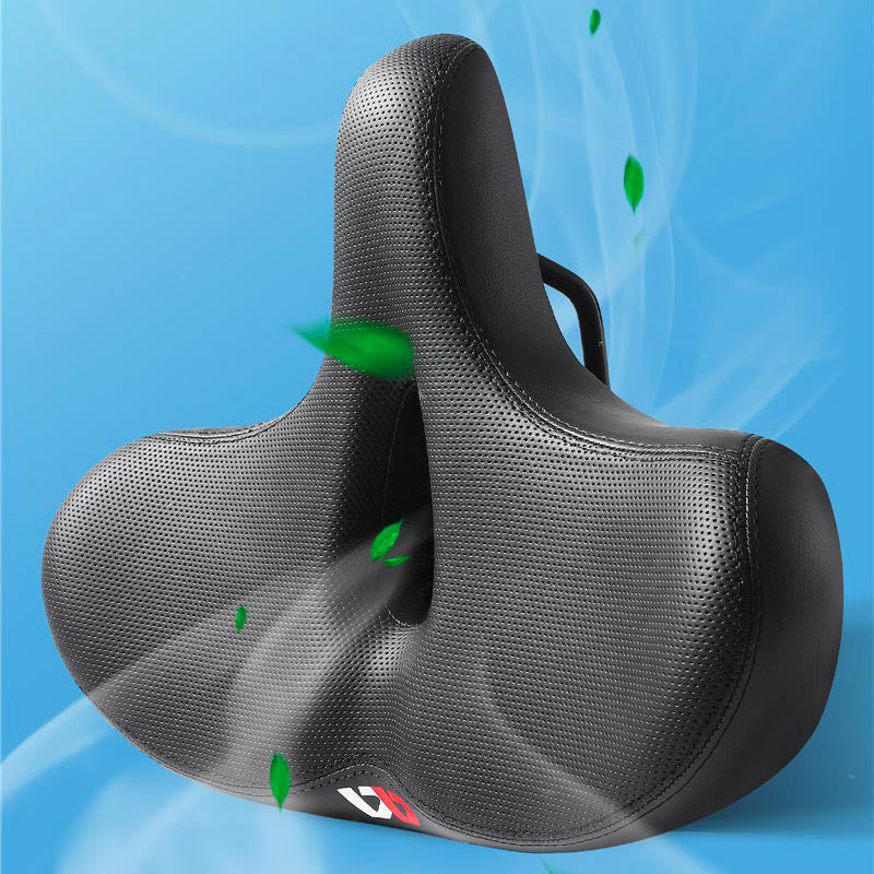 Wide Padded Bike Seat with Ergonomic Cutout, Black Synthetic Leather Bicycle Saddle for Cruiser, Mountain, Hybrid & Road Bikes | Lonoma