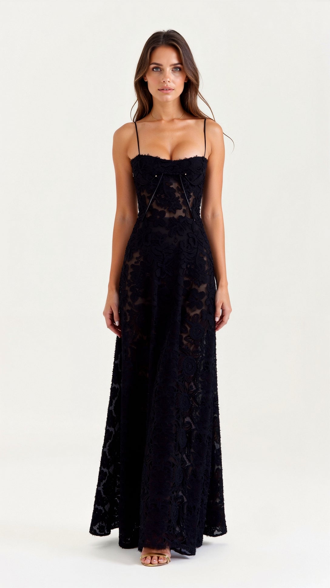 Women's Floor-Length Slip Dress in Satin-Finish Fabric for Summer Weddings and Elegant Evening Celebrations | Koossa