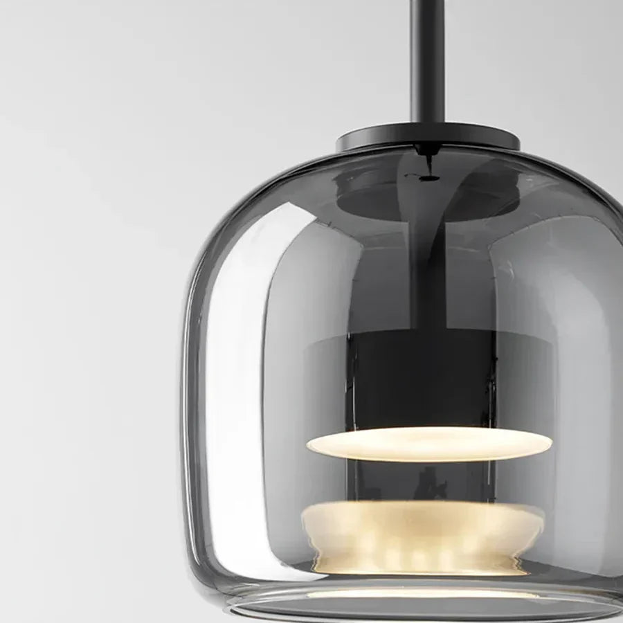 Glass Pendant Light, Adjustable Height Hanging Lamp in Cognac or Smoke Gray for Kitchen Island, Dining Table, Bedroom, Modern Nordic Decor | Lonoma