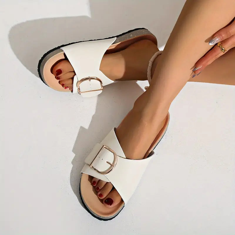 Women's Adjustable Buckle Flat Sandals — Comfortable Summer Sandals for Everyday Wear & Casual Occasions | Koossa