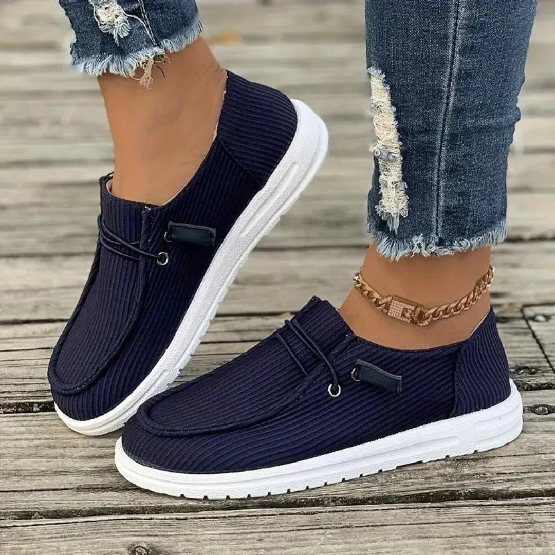 Women's Slip-On Loafers with Cushioned Insole | Lightweight Casual Everyday Comfort Shoes for Walking Travel Errands | Breathable Textured Upper Flexible White Sole | Koossa