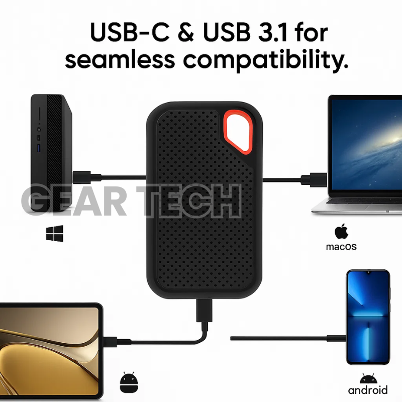 Disque SSD Externe 2 To USB-C Ultra-Rapide pour PC Portable Mac Photographie Vidéo Mobile Professionnel | Koossa