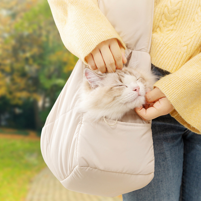 Pet Carrier Bag Quilted Padded Warm Shoulder Strap Adjustable Head Opening Cat Small Dog Travel Bag Winter Autumn | Koossa