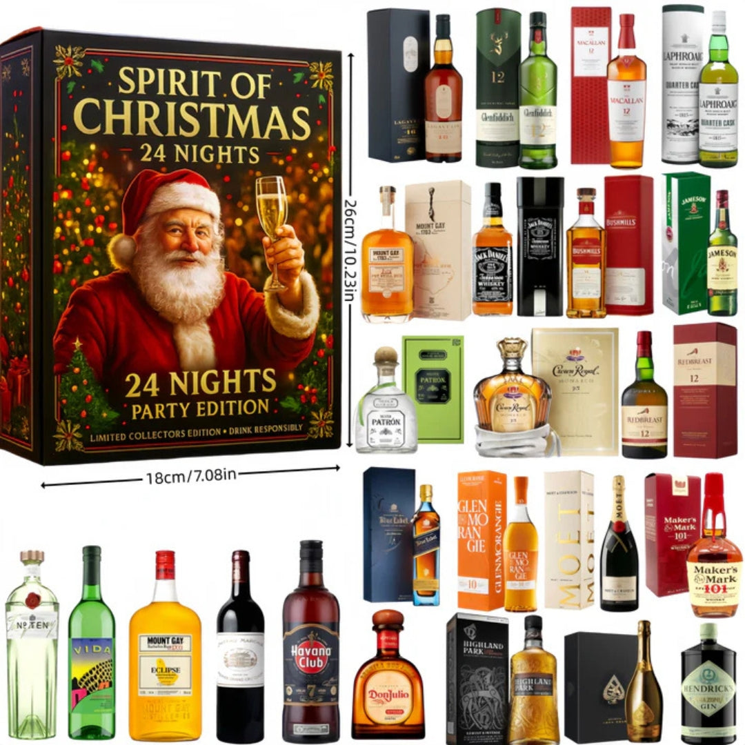 Decorative Spirit Bottle Advent Calendar 24 Days Holiday Countdown Display with Miniature Collectible Ornaments for Christmas Tree Decoration | Lonoma