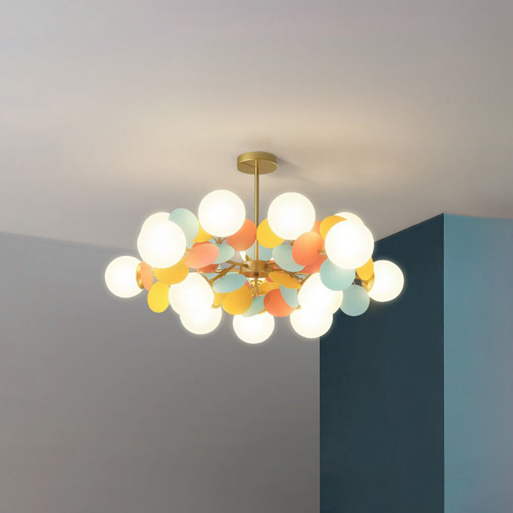 Floral Branch Ceiling Light Fixture Multi-Arm Glass Flower Chandelier Modern Botanical Flush Mount for Dining Room Bedroom Kitchen | Lonoma