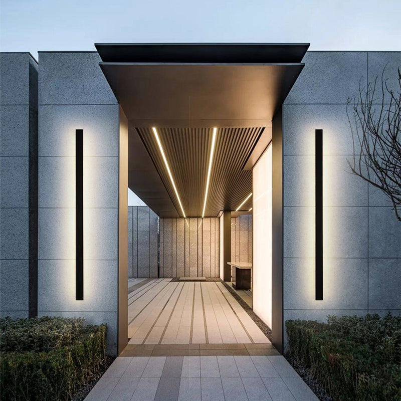 Applique murale LED extérieure verticale noire aluminium IP65 30–200 cm façade jardin allée éclairage moderne | Koossa